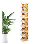 Qzdtue Vertical Shoe Rack, 9-Story Organizer, Multi-Functional Folding Shelves, 10.43x10.04x50.98 in, No Assembly Required, Slipper Storage, Ideal for Bathroom, Entryway, Small Apartments