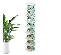 Qzdtue Vertical Shoe Rack, 9-Story Organizer, Multi-Functional Folding Shelves, 10.43x10.04x50.98 in, No Assembly Required, Slipper Storage, Ideal for Bathroom, Entryway, Small Apartments
