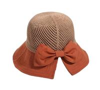 Qzdtue Women’s Sun Hat, UV Protection Wide Brim, Foldable Bowknot Design, Brick, Yellow Lightweight Breathable Fabric, for Hiking, Fishing, Travel, Festival, Urban Wear