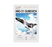 QZFNCOYU Mikoyan-Gurevich MiG-21 Poster sur toile pour décoration de chambre à coucher, bureau, chambre, cadeau 20 x 30 cm