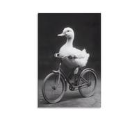 QZFNCOYU Poster abstrait vintage sur toile représentant un canard sur une bicyclette pour décoration de chambre à coucher, bureau, chambre, cadeau 20 x 30 cm