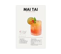 QZFNCOYU Poster recette de Mai Tai sur toile - Décoration murale pour salon, chambre à coucher - 40 x 60 cm