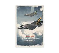 QZFNCOYU Poster rétro Lockheed Martin F-35 Lightning II sur toile pour décoration de chambre à coucher, bureau, chambre, cadeau 40 x 60 cm
