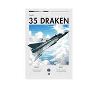 QZFNCOYU Poster Saab 35 Draken sur toile pour chambre à coucher, bureau, chambre, cadeau 40 x 60 cm