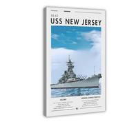QZFNCOYU Poster sur toile USS New Jersey (BB-62) - Décoration murale pour salon, chambre à coucher - 40 x 60 cm