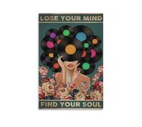 QZFNCOYU Poster vintage en vinyle Love Your Mind, Find Your Soul - Décoration murale pour salon, chambre à coucher - 50 x 75 cm