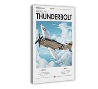 QZFNCOYU Republic P-47 Thunderbolt Impression sur toile Décoration murale pour salon, chambre à coucher 30 x 45 cm