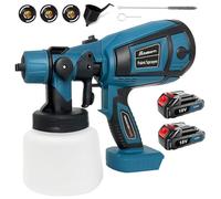 QZHXZX Pistolet de pulvérisation HVLP sans Fil HVLP avec Une Batterie 2 * 3000mAh, Un pulvérisateur de Peinture de clôture de 30000 TR/Min avec 3 Buses et 1000 ML de réservoir détachable pour