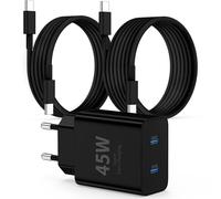 QZIIW Super Rapide Samsung Chargeur Type C, 45W Double Port USB C Chargeur Rapide Bloc et 60W 1M + 2M USB C câble - PD Quick Charge 3.0 pour Samsung Galaxy S25 Ultra/S24+/S23 /S22/iPhone 16 15 série