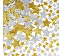 QZKJQDD Lot de 100 étoiles en caoutchouc mousse à paillettes dorées et argentées - Autocollants étoiles dorées - Autocollants en mousse d'étoile - Autocollants étoiles à paillettes - Pour bricolage
