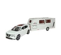QZKUUELCA VéHicules à Moteur 1:32 pour Nissan X-Trail Trailer RV Alliage Simulation Modèle De Voiture Décoration Collection Mini Voiture Sport Noir ModèLe De Voiture Miniatures(White)