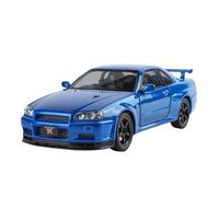 QZKUUELCA VéHicules à Moteur Modèle De Voiture Miniature en Alliage Moulé sous Pression À L'échelle 1:24 for Nissan Skyline GTR R34 Décorations De Bureau ModèLe De Voiture Miniatures(Blue)