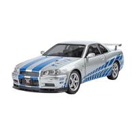 QZKUUELCA VéHicules à Moteur Modèle De Voiture Miniature en Alliage Moulé sous Pression À L'échelle 1:24 for Nissan Skyline GTR R34 Décorations De Bureau ModèLe De Voiture Miniatures(Silver)