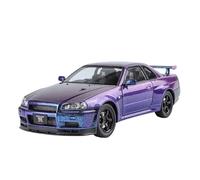 QZKUUELCA VéHicules à Moteur Modèle De Voiture Miniature en Alliage Moulé sous Pression À L'échelle 1:24 for Nissan Skyline GTR R34 Décorations De Bureau ModèLe De Voiture Miniatures(Purple)