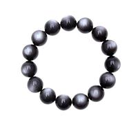QZLNONTK Bracelet en obsidienne argentée for couple - Bracelet unisexe en perles de météorite à un seul cercle(8mm)