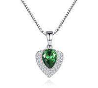 QZLNONTK Collier avec Pendentif cœur en Argent Sterling 925 for Femme - Collier en Cristal for la Saint-Valentin, Un Anniversaire, Une Petite Amie, Une Maman ou Une Femme(Green)