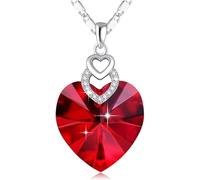 QZLNONTK Collier cœur en Argent avec Cristaux for Femme for la fête des mères