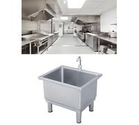QZQJUILU Bassin de Service de vadrouille en Acier Inoxydable, évier de buanderie argenté pour Garage, sous-Sol, évier Utilitaire intérieur et extérieur, Seau d(Silver 60x50cm/23.6x19.7in)