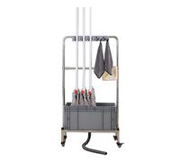 QZQJUILU Chariot de conciergerie Organisateur de Balai et de serpillière sur Roues Fournitures de Nettoyage Station d'entretien ménager Évier de serpillière mo(6 Slots and 8 Hooks)