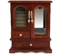 QZQJUILU Coffret à Bijoux en Bois pour Femme, Grand Organiseur à Bijoux avec 2 tiroirs, Coffret de Rangement en Bois Dur(B)