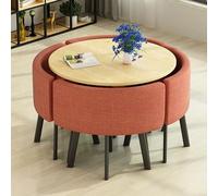 QZQJUILU Ensemble Table et chaises Rondes Bleues pour réceptions, Clubs et réunions de Bureau - Idéal pour Les négociations et Les conférences de Vente - Design Compact (Orange)