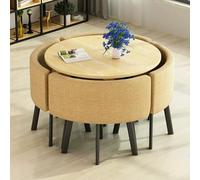 QZQJUILU Ensemble Table et chaises Rondes Bleues pour réceptions, Clubs et réunions de Bureau - Idéal pour Les négociations et Les conférences de Vente - Design Compact (Khaki)