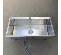 QZQJUILU Évier/Bassin en Acier Inoxydable 304 avec Robinet, évacuation et crépine, cuve de 30,5 cm de Profondeur, pour Cuisine Commerciale, Restaurant, Bar et (Silver 60x40x30cm)