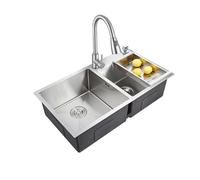 QZQJUILU Évier de Cuisine en Acier Inoxydable, évier de Cuisine à Deux cuves sous Plan, lavabo de préparation et de Lavage Utilitaire(72X40cm/28.3X15.7in)