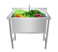 QZQJUILU Évier Utilitaire en Acier Inoxydable, éviers de Cuisine, évier Commercial/Industriel, pour Garage, sous-Sol, intérieur et extérieur(Deep:30cm 120X70cm/47.2X27.5in)