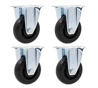 QZQJUILU Heavy-Duty 360° Swivel Polypropylene Casters Silent & Smooth Double-Bearing Wheels Set of 4 100mm for Carts Workbenches and Trolleys(Stand 75Mm)