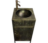 QZQJUILU Meuble sous-Vasque Style hôtel avec lavabo, Robinet et bonde de vidage, Meuble de Rangement autoportant(Bronze Without Mirror)
