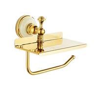 QZQJUILU Porte-Papier Toilette Mural en Laiton Antique avec étagère, pour Salle de Bain, Cuisine, Salon, Installation à vis, Saphir(Sapphire)