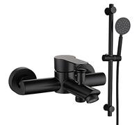 QZQJUILU Robinet de Baignoire en Acier Inoxydable, mitigeur de Douche à poignée Unique avec douchette Amovible, Ensemble de robinetterie Murale avec Flexible de 150 cm ((A)