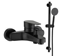 QZQJUILU Robinet de Baignoire en Acier Inoxydable, mitigeur de Douche à poignée Unique avec douchette Amovible, Ensemble de robinetterie Murale avec Flexible de 150 cm ((B)