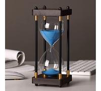 QZQJUILU Sablier en Verre coloré avec Cadre en Bois, sablier décoratif pour Enfants, pour la Maison, Le Bureau, Les Cadeaux, Le Bureau, etc.(Blue Sand 15minutes (19cm*8.5cm))