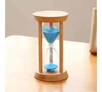 QZQJUILU Sablier, sablier, sablier en Bois pour Enfants, sablier en Verre coloré pour Cuisine, Restaurant, Salon, Maison, Placard(Blue Sand 5 Minutes (10 * 5.1cm))
