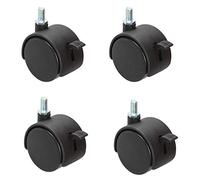 QZQJUILU Set of 4 360-Degree Swivel Nylon & Plastic Furniture Casters with Brake M8 x 15mm Threaded Stem Heavy-Duty Replacement Wheels for Office Cabinets(2inch)