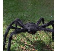 QZQZ Araignée Halloween, Araignee Géante,Outdoor Halloween Decorations Large Fake Hairy Spider with Red Eyes, Deco Horreur pour Jardin Cour Maison Hantée Halloween Decorations for Patio (100cm)