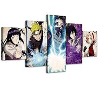 QZWXEC® Naruto Kakashi Sasuke Anime imprimé Tableau Multi Panneau 5 Parties Tableau Murale Impression sur Toile Intissee 5 Parties Abstrait Chambre Salle Décoration Moderne 100x55cm avec Cadre