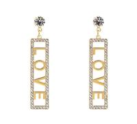 QzxEqz Boucles d'oreilles amusantes en acrylique avec inscription « Sweet Love » - Boucles d'oreilles pendantes chic et minimalistes pour femme, Métal, Pas de gemme