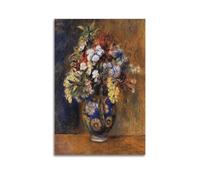 QZXV Impression sur toile de Pierre Auguste Renoir (Fleurs dans un vase - 1878) - Décoration murale moderne pour salon, chambre à coucher, 20 x 30 cm, style sans cadre