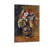 QZXV Impression sur toile de Pierre Auguste Renoir (Fleurs dans un vase - 1878) - Décoration murale moderne pour salon, chambre à coucher, 60 x 90 cm, style cadre