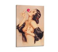 QZXV Impression sur toile « Pin Up Girls 1 » de Alberto Vargas - Décoration murale moderne avec cadre pour salon, chambre à coucher - 20 x 30 cm