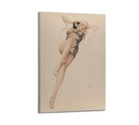 QZXV Impression sur toile « Pin Up Girls 15 » par Alberto Vargas - Décoration murale moderne avec cadre - Pour salon, chambre à coucher - 40 x 60 cm
