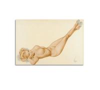 QZXV Impression sur toile « Pin Up Girls 32 » par Alberto Vargas - Décoration murale moderne pour salon, chambre à coucher - 60 x 90 cm