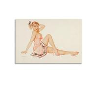 QZXV Impression sur toile « Pin Up Girls 6 » de Alberto Vargas - Décoration murale moderne pour salon, chambre à coucher - 40 x 60 cm