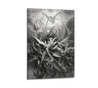 QZXV Impression sur toile The Fall of The Rebel Angels de Gustave Dore - Décoration murale moderne pour salon, chambre à coucher, chambre à coucher - 20 x 30 cm - Cadre