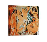 QZXV Impression sur toile « The Girls of Avignon » de Pablo Picasso Great Works - Décoration murale moderne pour salon, chambre à coucher - 40 x 40 cm - Cadre