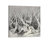 QZXV Impression sur toile The Suicides II par Gustave Dore - Décoration murale moderne pour salon, chambre à coucher, 60 x 60 cm - Cadre