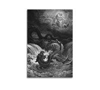 QZXV Toile murale sans cadre The Destruction of Leviathan par Gustave Dore - Décoration murale moderne pour salon, chambre à coucher - 20 x 30 cm